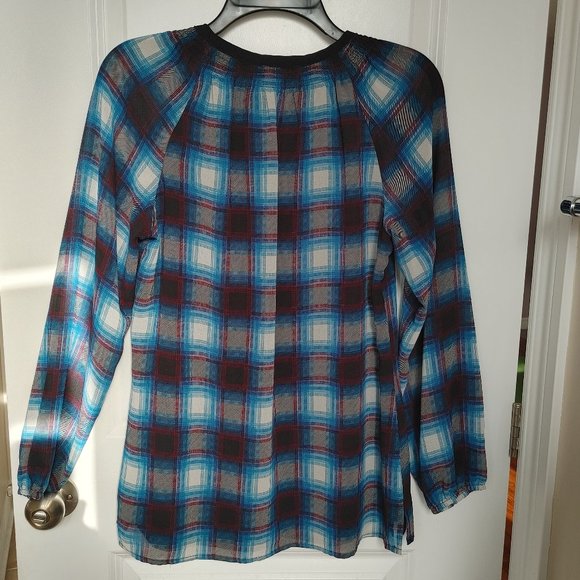Ricki's Plaid Peasant Top - Picture 2 of 10
